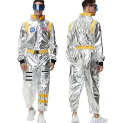 Rymdastronaut silver jumpsuit för vuxna, för män och kvinnor, Halloween cosplay party kostym par rymddräkt robotuniform jumpsuit M M M Blue> Dräkter