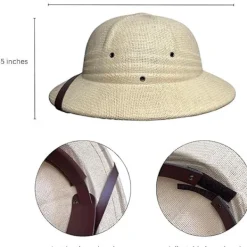 Safarihjälm för vuxna – Fransk beige kostymhjälm - Upptäckare - Äventyr - Tropikhjälm> Huvudbonader