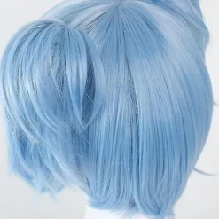 Sally Face Cosplay Rekvisita Sally Peruk Kort Blå Värmebeständig Syntetisk Hår Clip Hästsvans Peruker> Peruker