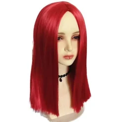 Sally Lång Röd Rak Peruk för Nightmare Before Christmas Cosplay [JUN]> Peruker