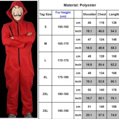 Salvador Dali La Casa De Papel Cosplay Money Heist Jumpsuit Endast Kostym L> Dräkter