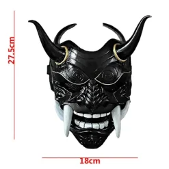Samurai Hannya Oni Latex Mask Japanskt läskigt monster Kabuki Samurai Demon Huvudbonader Halloween Maskerad Cosplay Fest Kostym rekvisita> Masker