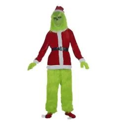 Santa Grinch Cosplay Kostym Hur Grinchen Stal Julen Dräkt Halloween Set With Mask> Dräkter