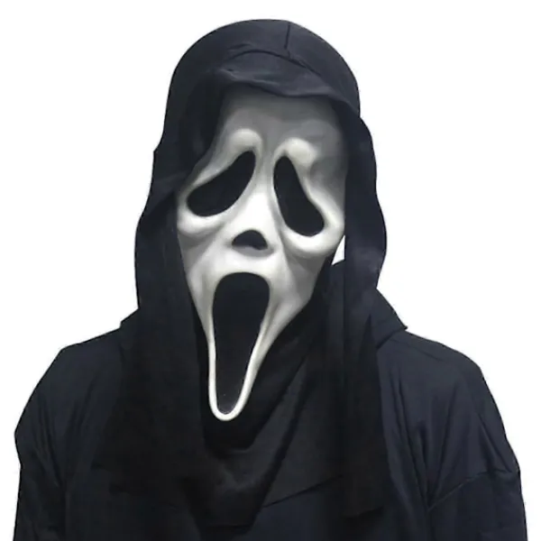 Scream Mask med Svart Hätta Spöke Ansikte Halloween Maskerad Tillbehör> Masker