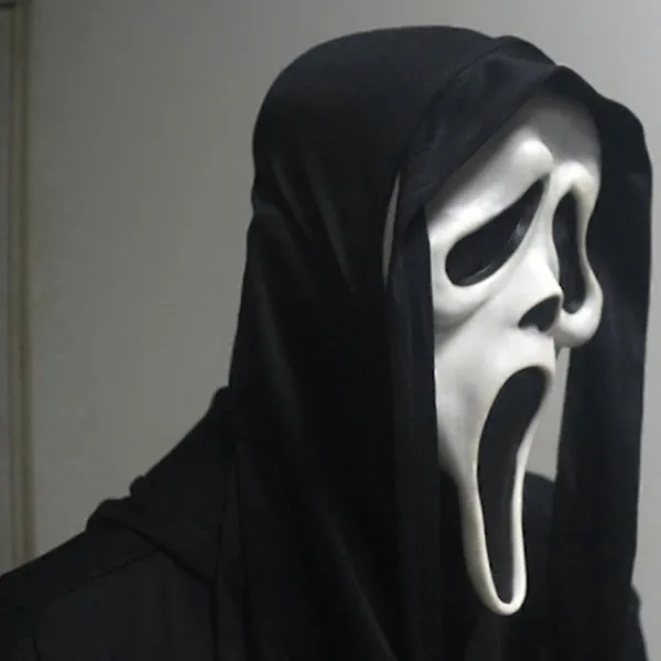 Scream Mask med Svart Hätta Spöke Ansikte Halloween Maskerad Tillbehör> Masker