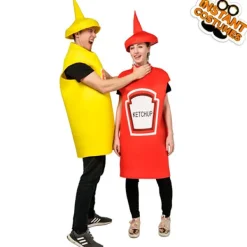 Senap Ketchup Flaska Maskeraddräkt För Vuxna Rolig Mat Tunika För Par Maskotar Outfit Fancy-Dress Kostym-FA-><noscript><img width=