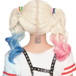 Serietidningar - polyester Harley Quinn peruk (vuxen) Två överdrag: ett rosa a[GKS]><noscript><img width=