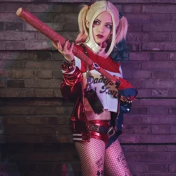 Serietidningar - polyester Harley Quinn peruk (vuxen) Två överdrag: ett rosa a[GKS]><noscript><img width=
