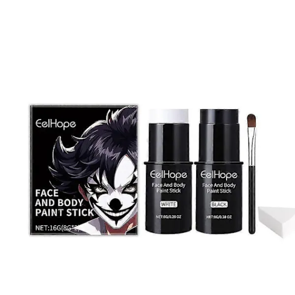 Set (A) $EELHOPE Halloween Ansiktsmålningsstift Set Full Täckning Målarfoundation Smink Clown Färgglatt Stift> Smink