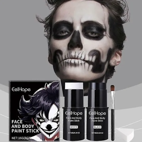 Set (A) $EELHOPE Halloween Ansiktsmålningsstift Set Full Täckning Målarfoundation Smink Clown Färgglatt Stift> Smink