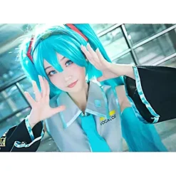 Set Hatsune Miku Cosplay Kostym Dam Scenföreställning Falsk Tecknad Figur Uniform Halloween Party-Xin M><noscript><img width=