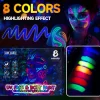 Set med 8 färger UV Neon Ansiktsfärg, Tvättbara Temporära Tatueringsmarkörer> Smink