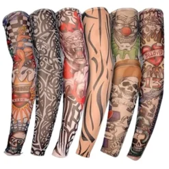 Set med 6 utomhus cykling tatuering ärmar sömlösa herr- och damblommor arm utomhus solskydd armärmar> Smink