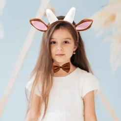 set med gethorn pannband zoo kläder tillbehör djur pannband gethorn och öron hundöron pannband plysch get huvudstycke djuröron> Tillbehör