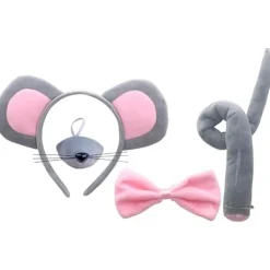 Set Råtta Kostym Hårband Djur Öron Hårband Öron Hårband Mus Öron Hår Rosett Fest Dekorativt Hårband Mus Cosplay Hårband Kvinnor Huvudbonad—PA> Tillbehör