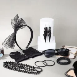 1set, 80s Accessories 80s Costume Accessories Fancy Dress Accessories Set Lace Headband Glasses Silicone Bracelets Fishnet Gloves Neon Earrings For 80 | Fyndiq> Tillbehör