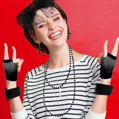 1set, 80s Accessories 80s Costume Accessories Fancy Dress Accessories Set Lace Headband Glasses Silicone Bracelets Fishnet Gloves Neon Earrings For 80 | Fyndiq><noscript><img width=