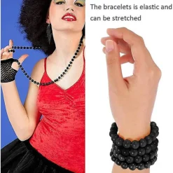 1set, 80s Fancy Party Costume Accessories Set, 1980s Fancy Dress Neon Costume Accessories With Earring Bracelets Bead Necklaces Tutu Skirt Fishnet Glo | Fyndiq><noscript><img width=