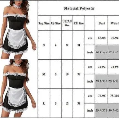 Sexig Fransk Hembiträde Dam Vuxen Uniform Maskerad Cosplay Kostym Underkläder Outfit M><noscript><img width=