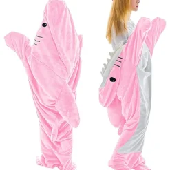 Bluedio Shark Blanket Hoodie Vuxen - Shark Onesie Adult Bärbar filt - Shark Blanket Super Soft Cozy Fla> Dräkter