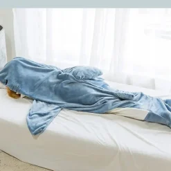 Bluedio Shark Blanket Hoodie Vuxen - Shark Onesie Adult Bärbar filt - Shark Blanket Super Soft Cozy Fla><noscript><img width=