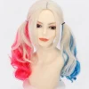 Shengruili Harley Quinn Peruk Kvinna Lång Cosplay Peruk Skurk Quinn Peruk Cosplay Peruk Blond Blå Rosa Karneval Halloween Karnevalfester v> Peruker