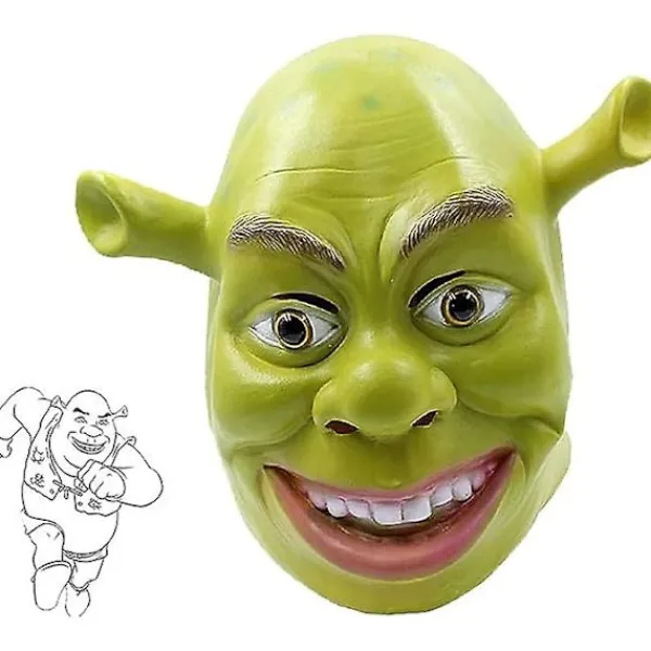 Shrek Mask Kostym Halloween Cosplay Vuxen Hel Huvud Grön Shrek Mask Latexmasker> Masker