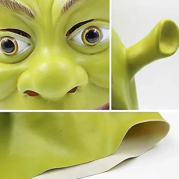 Shrek Mask Kostym Halloween Cosplay Vuxen Hel Huvud Grön Shrek Mask Latexmasker> Masker