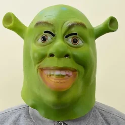 Shrek Mask Kostym Mask Halloween Cosplay Hel Huvud Grön Vuxen Shrek Mask Latex-Perfekt> Masker