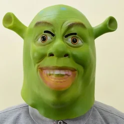 Shrek Mask Kostym Mask Halloween Cosplay Hel Huvud Grön Vuxen Shrek Mask Latex> Masker