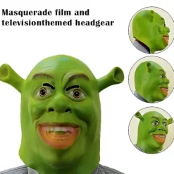Shrek Mask Kostym Mask Halloween Cosplay Hel Huvud Grön Vuxen Shrek Mask Latex> Masker