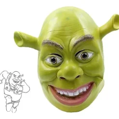 Shrek Maskeraddräkt Halloween Cosplay Vuxen Hel Huvud Grön Shrek Mask Latexmask-FY> Masker