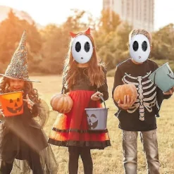 D Shy Guy Cosplay Läskig Mask Vit Ansiktstäckning Skräck Halloweenfest Kostymrekvisita Huvubonaer Tillbehör För Skräckrollspel><noscript><img width=