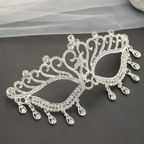 Silver Party Supply Kit 1pc Kreativ festmask Chic Rhinestone> Masker