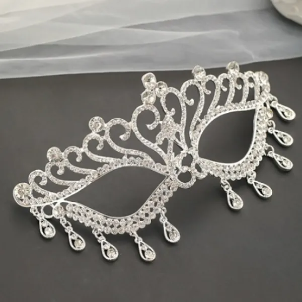 Silver Party Supply Kit 1pc Kreativ festmask Chic Rhinestone> Masker