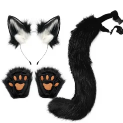 Simulerad Plysch Räv Öra Hårband & Svans Cosplay Kostym Set[JSR]> Tillbehör