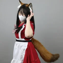 Simulerings plysch räv öron pannband svans cosplay kläder kostym><noscript><img width=