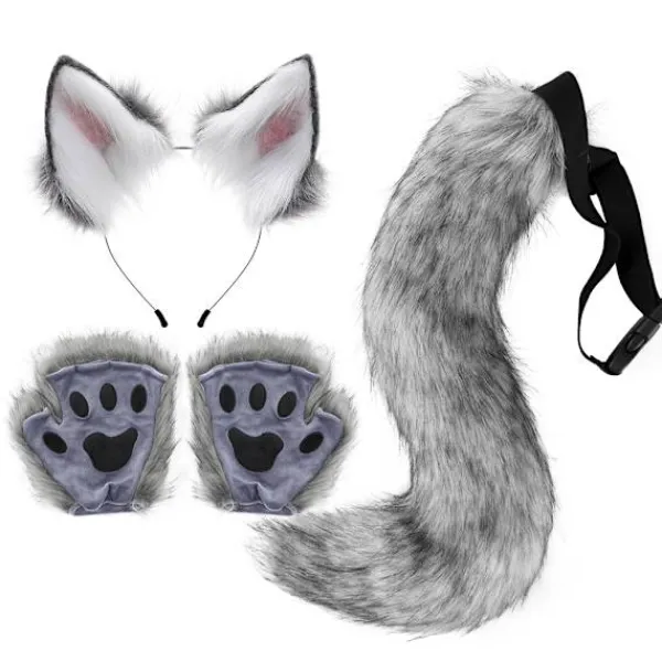 Simuleringsplysch rävöron pannband svans cos kläder kostym -a> Tillbehör