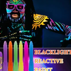 Självlysande ansiktsmålnings pennor, tvättbara, lätta att applicera, långvariga neon ansikts- och kroppsmålning pennor, sminkmarkörer för Halloween, Cosplay | Fyndiq> Smink