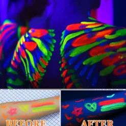 Självlysande ansiktsmålnings pennor, tvättbara, lätta att applicera, långvariga neon ansikts- och kroppsmålning pennor, sminkmarkörer för Halloween, Cosplay | Fyndiq><noscript><img width=