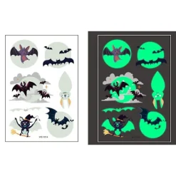 Schnapign Självlysande barntatueringar 5 ark med Halloweenmotiv> Smink