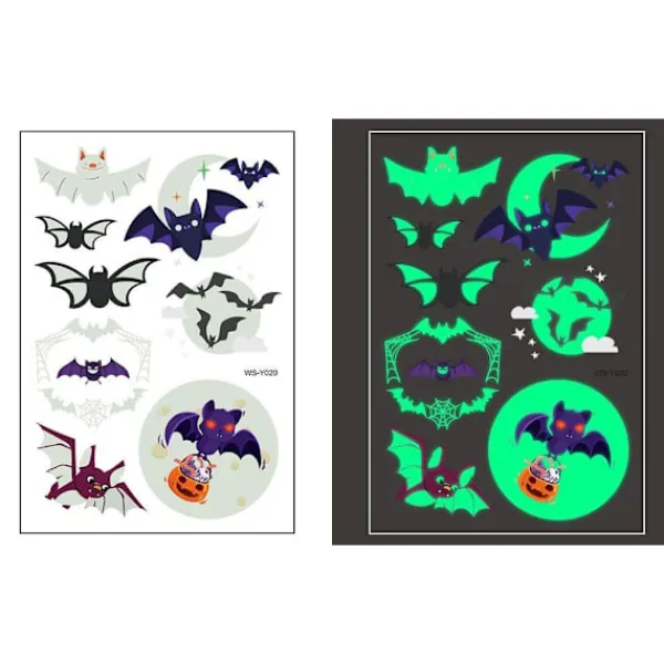 Schnapign Självlysande barntatueringar 5 ark med Halloweenmotiv> Smink