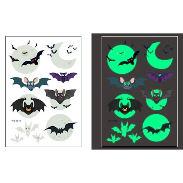 Schnapign Självlysande barntatueringar 5 ark med Halloweenmotiv> Smink
