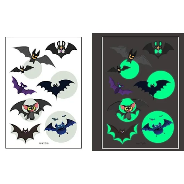 Schnapign Självlysande barntatueringar 5 ark med Halloweenmotiv> Smink