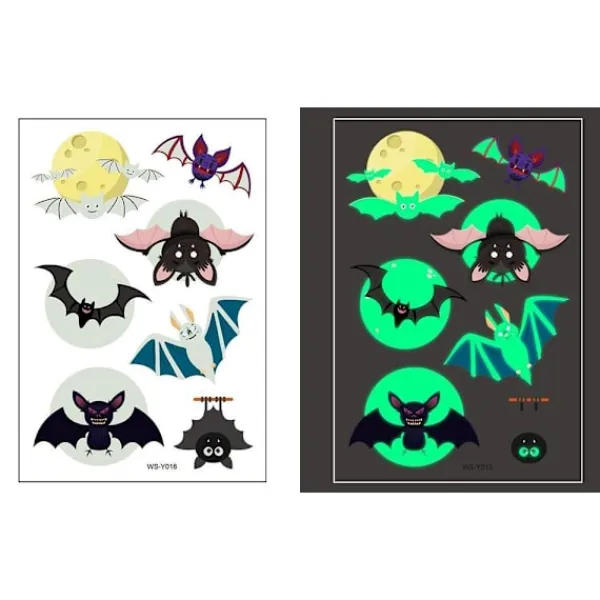 Schnapign Självlysande barntatueringar 5 ark med Halloweenmotiv> Smink