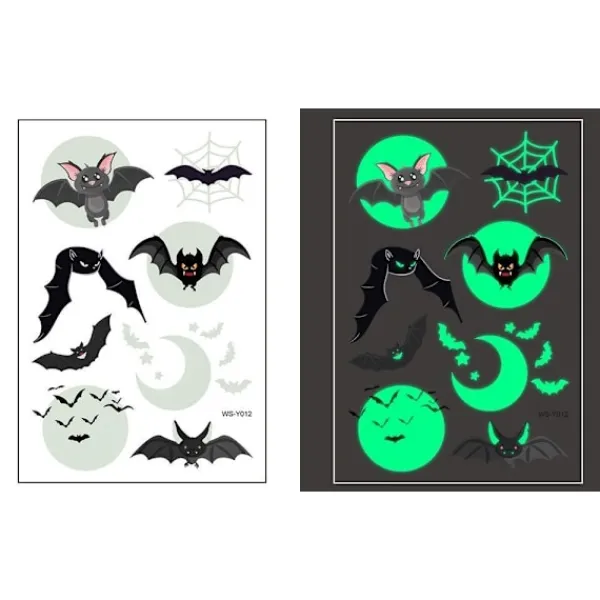 Schnapign Självlysande barntatueringar 5 ark med Halloweenmotiv> Smink