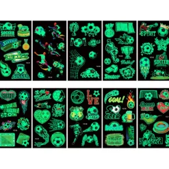 Självlysande fotbollstatueringar för barnkalas, glow> Smink