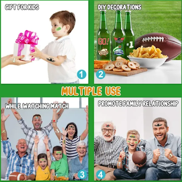 Självlysande fotbollstatueringar för barnkalas, glow> Smink