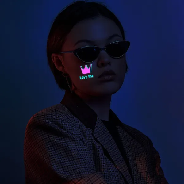 INF Självlysande Vattentäta Temporära Tatueringar - 10 Ark Set, Tvåfärgade Ljusdekaler, Perfekt för Festivaler och Fester B> Smink