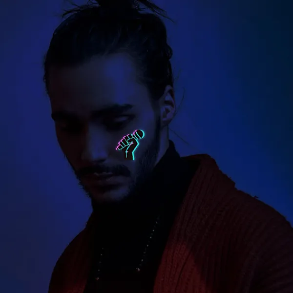 INF Självlysande Vattentäta Temporära Tatueringar - 10 Ark Set, Tvåfärgade Ljusdekaler, Perfekt för Festivaler och Fester B> Smink